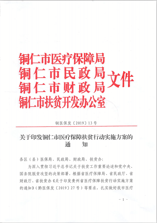 铜仁市医疗保障扶贫行动实施方案