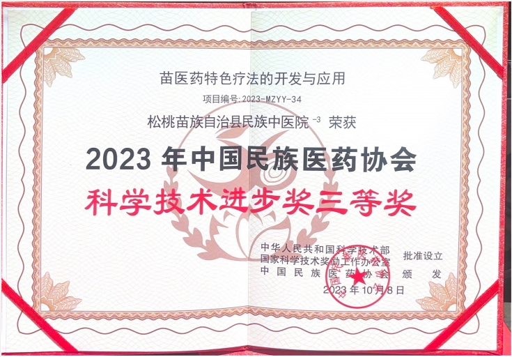 2023年中国民族医药协会科学技术进步奖三等奖